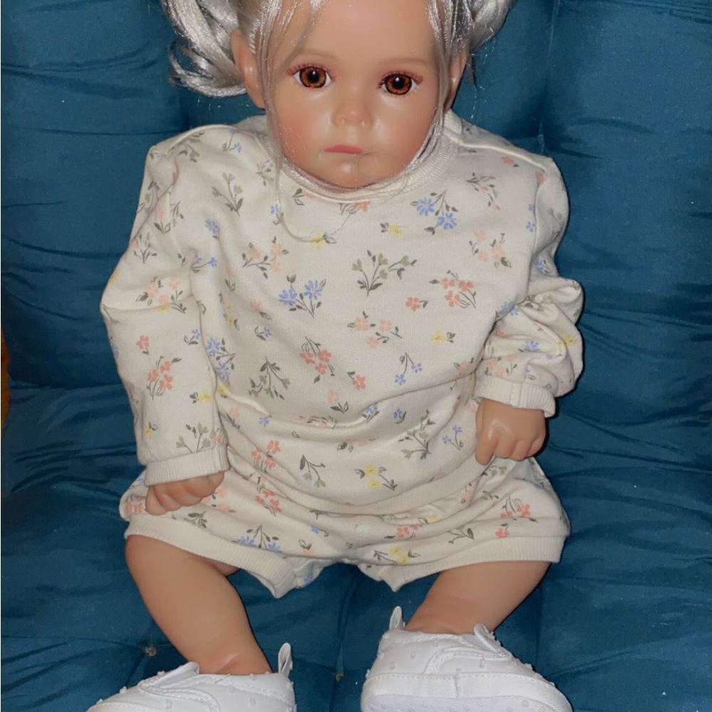Floral Print Baby Doll with White Sneakers